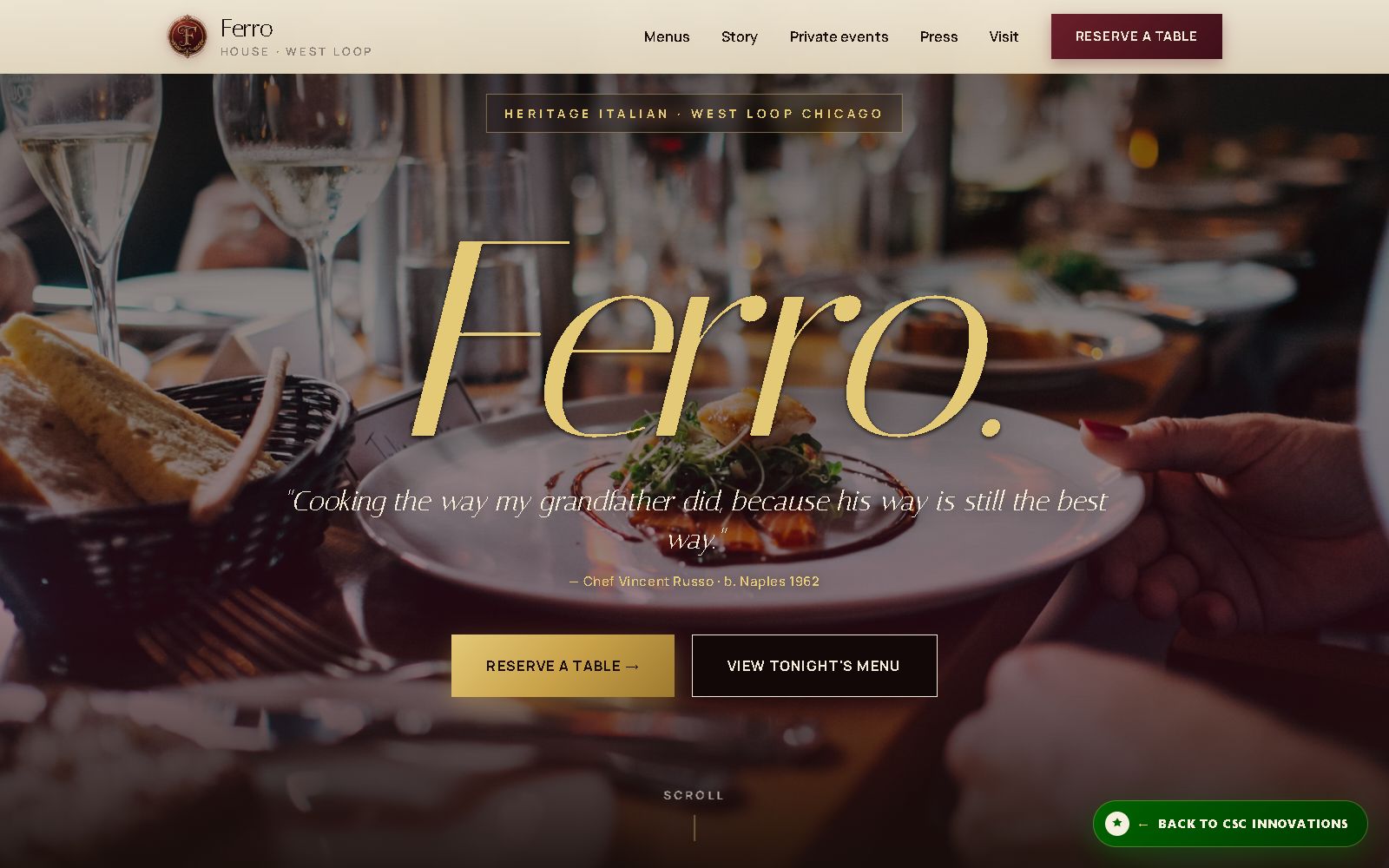 Ferro House — a Signature-tier restaurant site we built from scratch