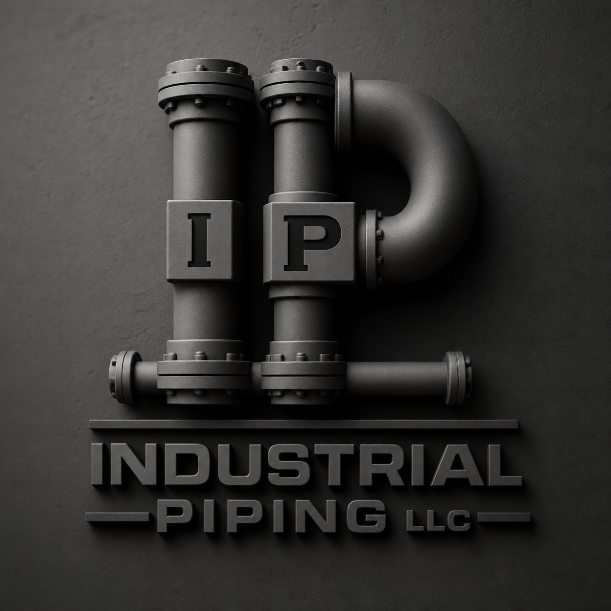 Industrial Piping LLC logo — steel and blueprint industrial mark