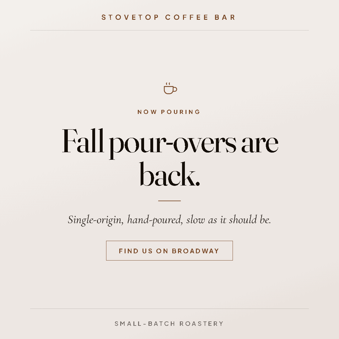 Café seasonal pour-over launch post