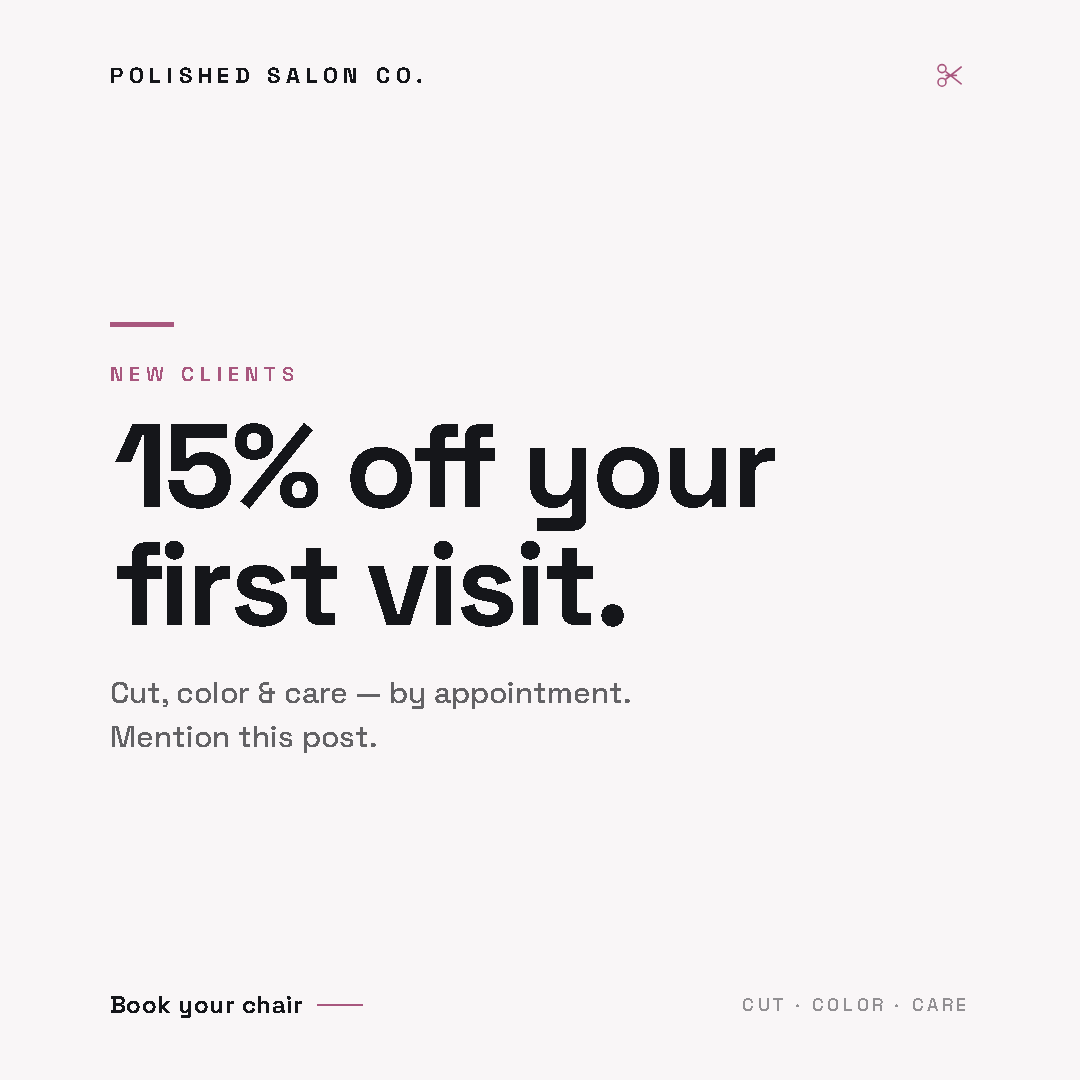 Salon new-client first-visit offer post